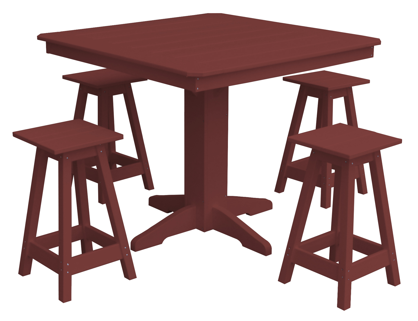 Bryton Park Poly Furniture Recycled Plastic 44in. Square Counter Table with Square Counter Stools 5 Piece Set (Counter Height) - LEAD TIME TO SHIP 10 BUSINESS DAYS