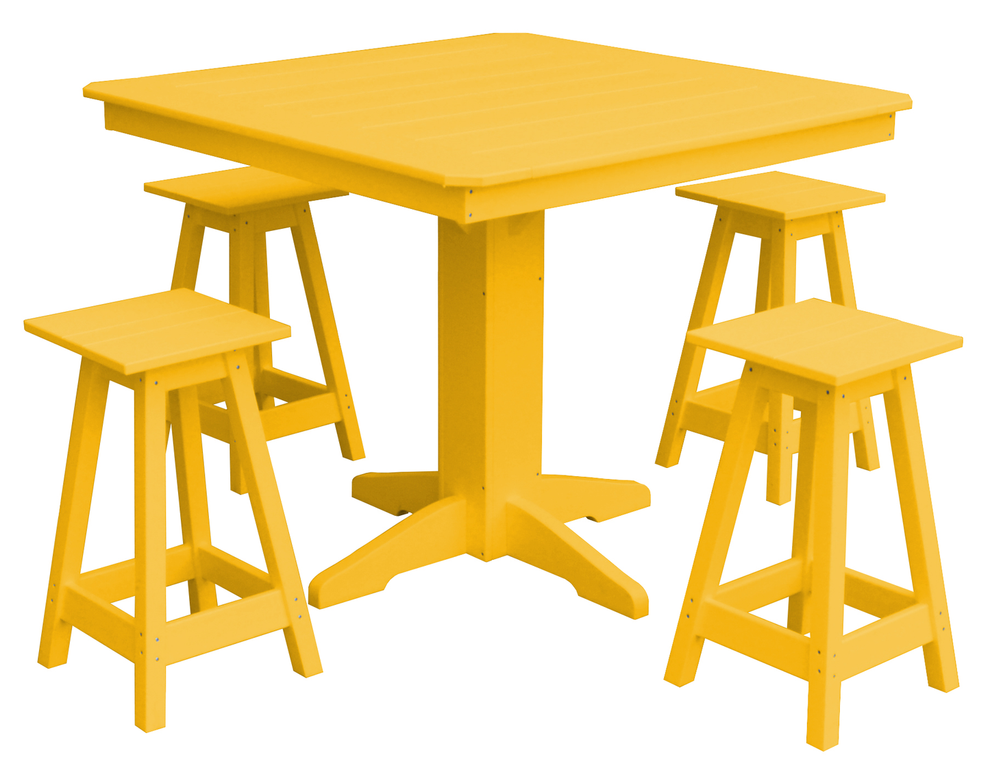 Bryton Park Poly Furniture Recycled Plastic 44in. Square Counter Table with Square Counter Stools 5 Piece Set (Counter Height) - LEAD TIME TO SHIP 10 BUSINESS DAYS
