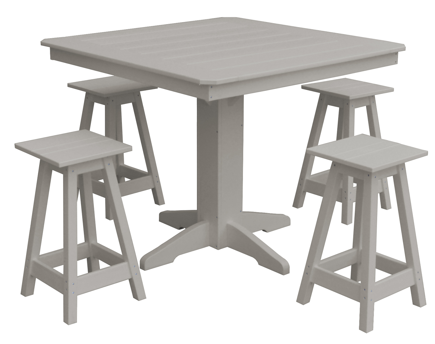 Bryton Park Poly Furniture Recycled Plastic 44in. Square Counter Table with Square Counter Stools 5 Piece Set (Counter Height) - LEAD TIME TO SHIP 10 BUSINESS DAYS