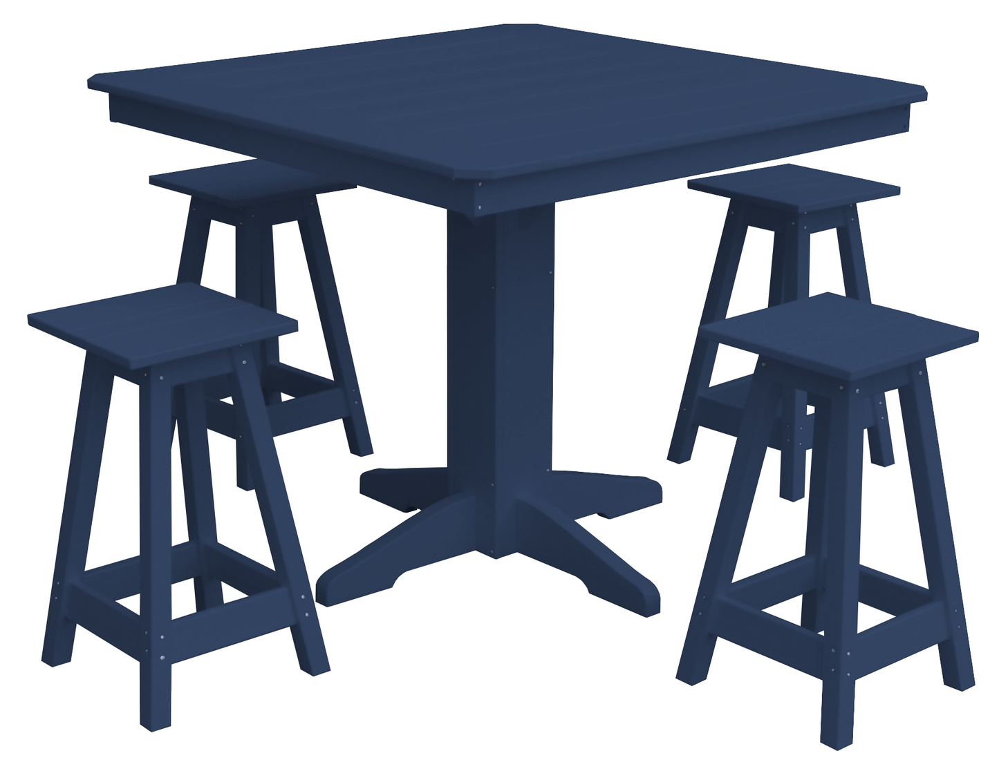 Bryton Park Poly Furniture Recycled Plastic 44in. Square Counter Table with Square Counter Stools 5 Piece Set (Counter Height) - LEAD TIME TO SHIP 10 BUSINESS DAYS
