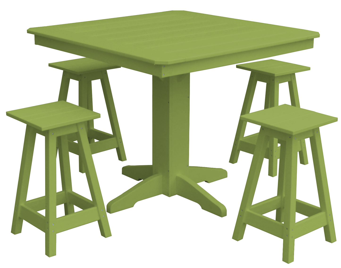 Bryton Park Poly Furniture Recycled Plastic 44in. Square Counter Table with Square Counter Stools 5 Piece Set (Counter Height) - LEAD TIME TO SHIP 10 BUSINESS DAYS