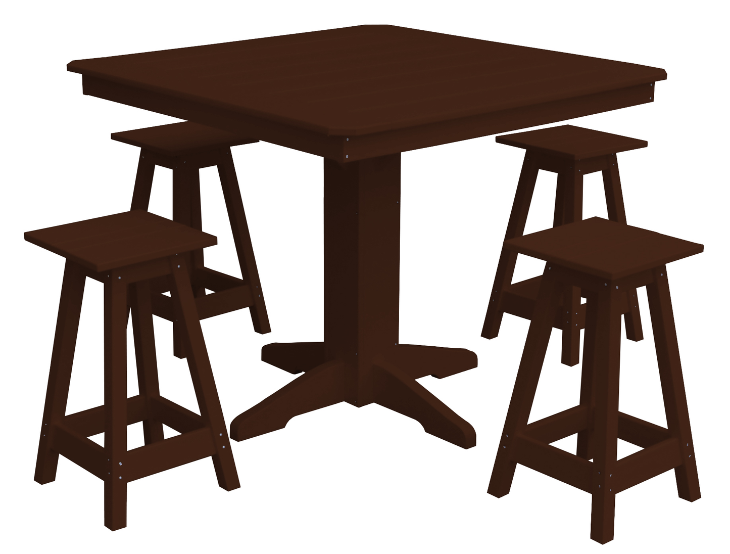 Bryton Park Poly Furniture Recycled Plastic 44in. Square Counter Table with Square Counter Stools 5 Piece Set (Counter Height) - LEAD TIME TO SHIP 10 BUSINESS DAYS