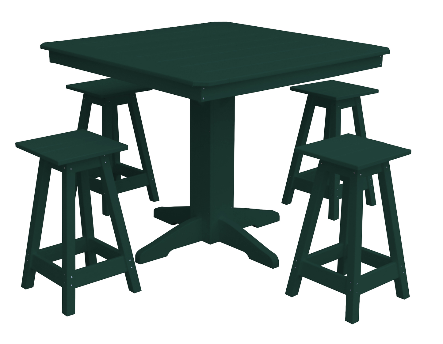 Bryton Park Poly Furniture Recycled Plastic 44in. Square Counter Table with Square Counter Stools 5 Piece Set (Counter Height) - LEAD TIME TO SHIP 10 BUSINESS DAYS
