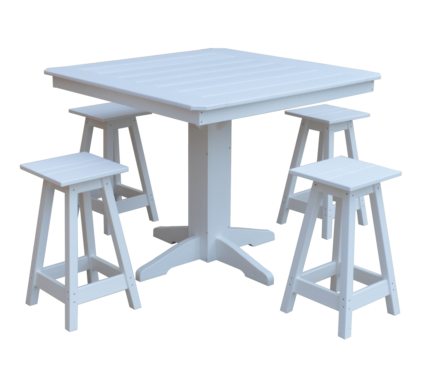 Bryton Park Poly Furniture Recycled Plastic 44in. Square Counter Table with Square Counter Stools 5 Piece Set (Counter Height) - LEAD TIME TO SHIP 10 BUSINESS DAYS