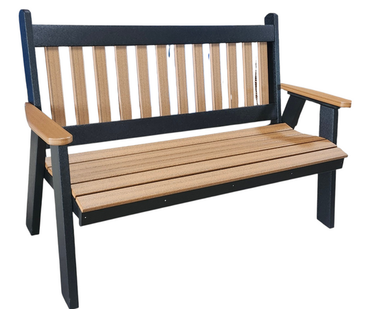 Bryton Park Poly Furniture Recycled Plastic 5' Traditional English Garden Bench - LEAD TIME TO SHIP 10 BUSINESS DAYS
