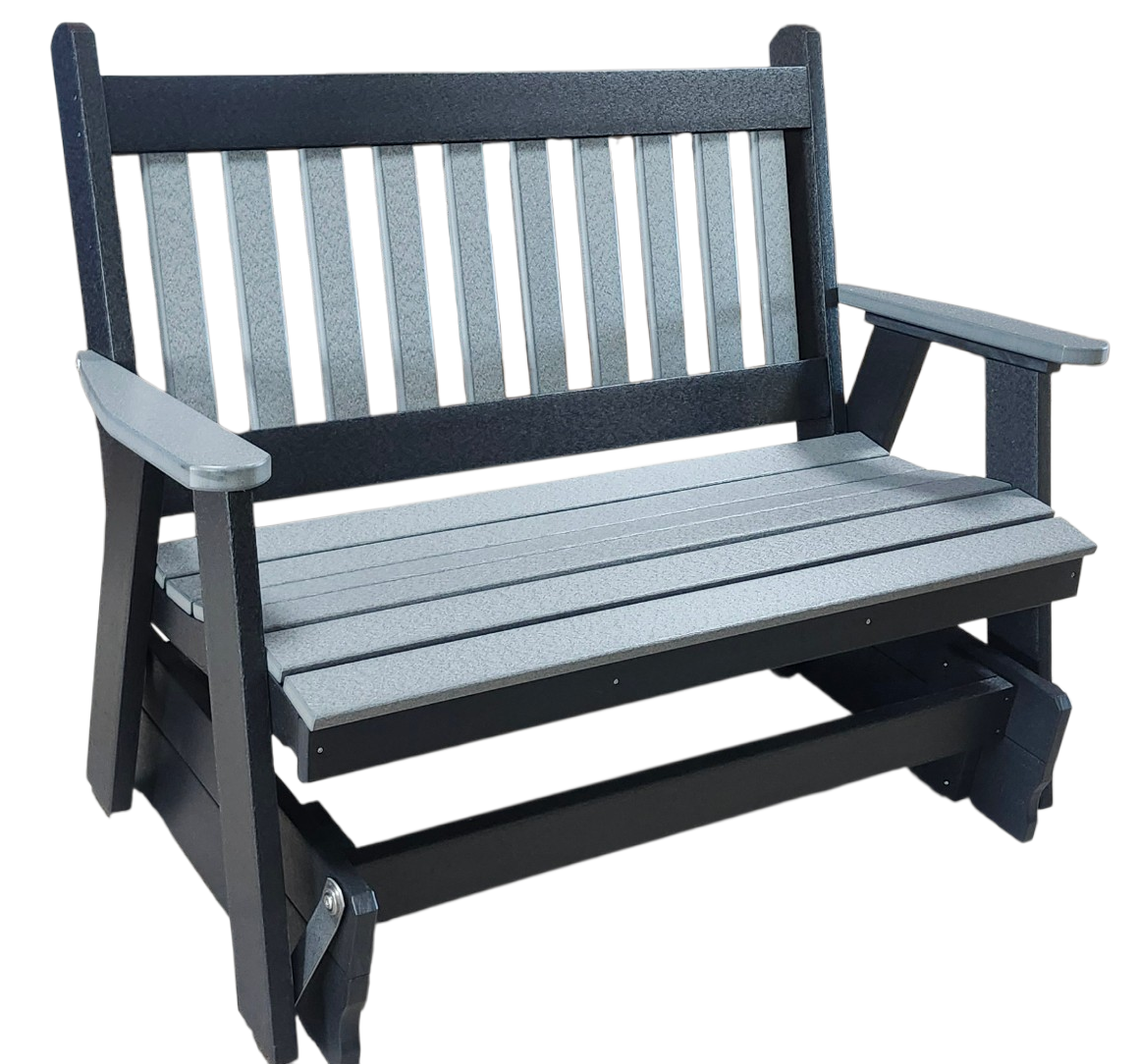 Bryton Park Poly Furniture Traditional English Recycled Plastic 4ft Glider Chair - LEAD TIME TO SHIP 3 WEEKS OR LESS
