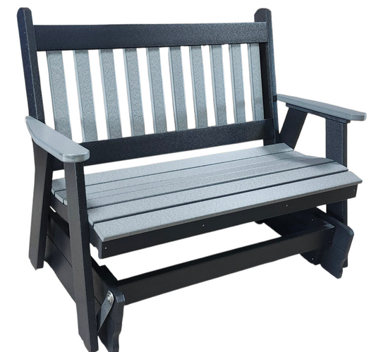 Bryton Park Poly Furniture Traditional English Recycled Plastic 4ft Glider Chair - LEAD TIME TO SHIP 10 BUSINESS DAYS