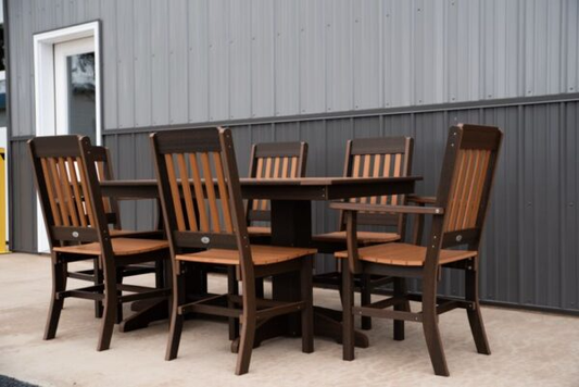 Bryton Park Poly Furniture Recycled Plastic 6ft Dining Table with Traditional Dining Chairs 7 Piece Set - LEAD TIME TO SHIP 2 WEEKS OR LESS