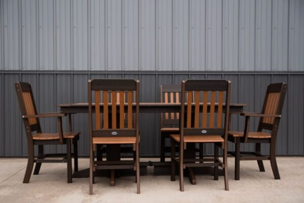 Bryton Park Poly Furniture Recycled Plastic 6ft Dining Table with Traditional Dining Chairs 7 Piece Set - LEAD TIME TO SHIP 2 WEEKS OR LESS