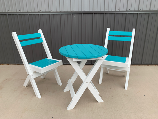 Bryton Park Poly Furniture Recycled Plastic Amish Coronado Round Folding Bistro Set - LEAD TIME TO SHIP 10 BUSINESS DAYS