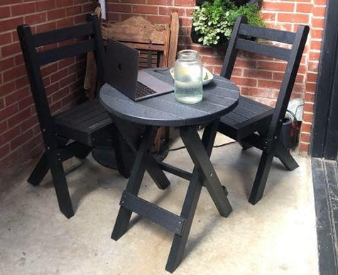 Bryton Park Poly Furniture Recycled Plastic Amish Coronado Round Folding Bistro Set - LEAD TIME TO SHIP 10 BUSINESS DAYS