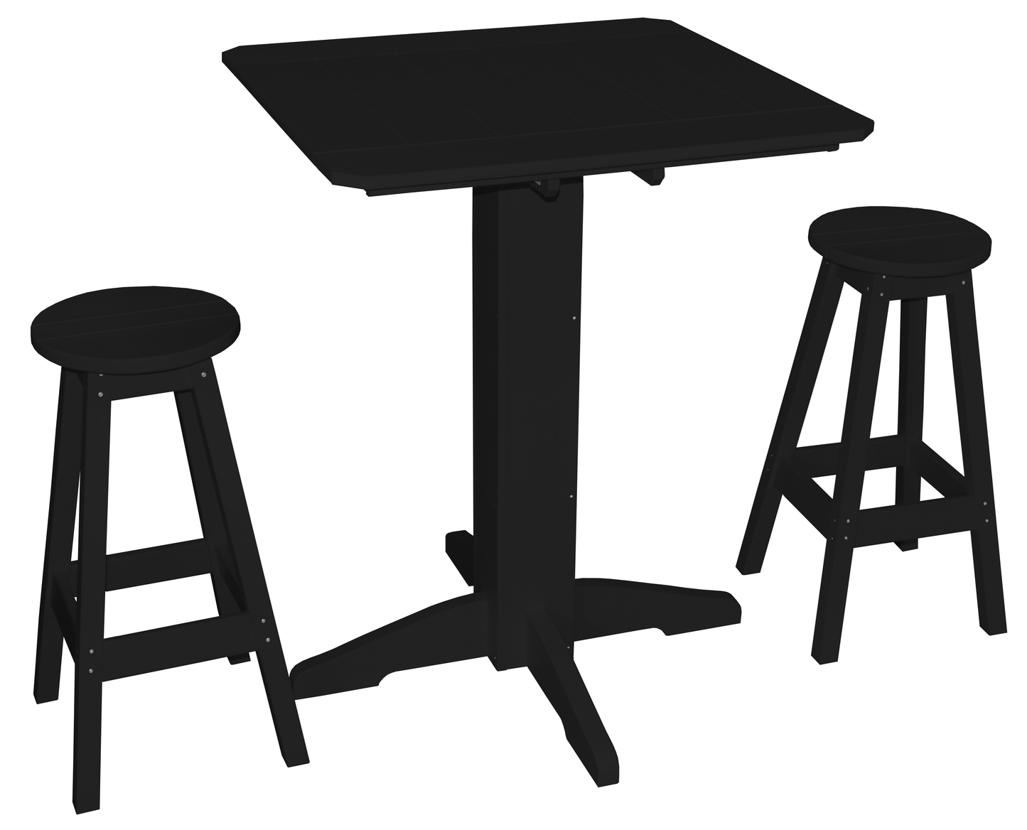 Bryton Park Poly Furniture Recycled Plastic Square 3 Piece Pub Set (BAR HEIGHT) - LEAD TIME TO SHIP 10 BUSINESS DAYS