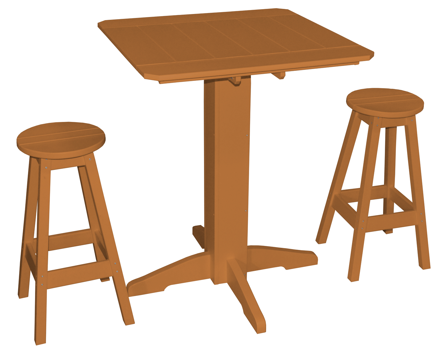 Bryton Park Poly Furniture Recycled Plastic Square 3 Piece Pub Set (BAR HEIGHT) - LEAD TIME TO SHIP 10 BUSINESS DAYS