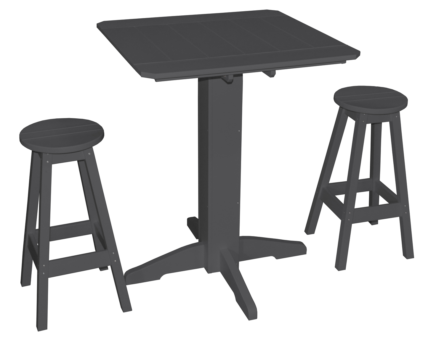 Bryton Park Poly Furniture Recycled Plastic Square 3 Piece Pub Set (BAR HEIGHT) - LEAD TIME TO SHIP 10 BUSINESS DAYS