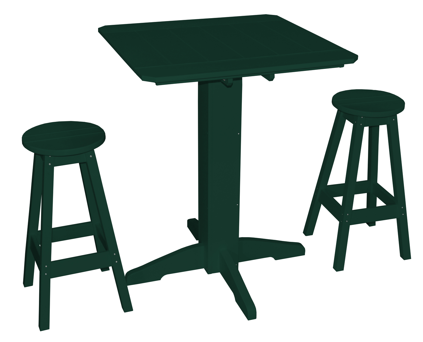 Bryton Park Poly Furniture Recycled Plastic Square 3 Piece Pub Set (BAR HEIGHT) - LEAD TIME TO SHIP 10 BUSINESS DAYS