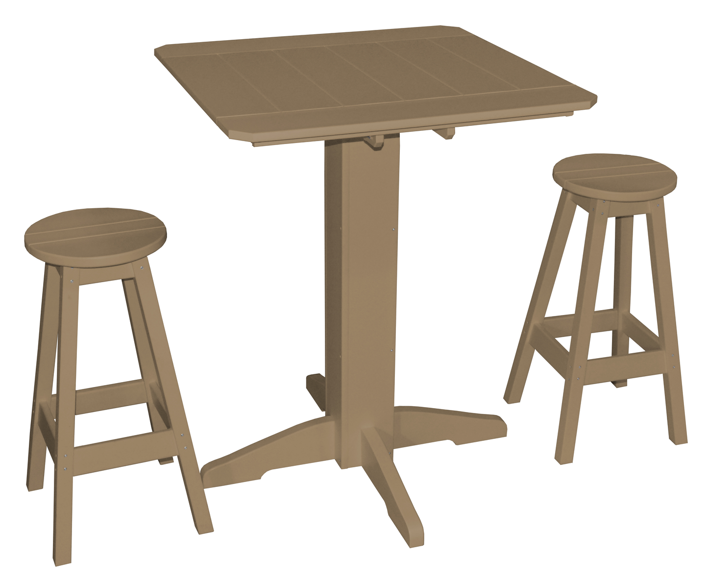 Bryton Park Poly Furniture Recycled Plastic Square 3 Piece Pub Set (BAR HEIGHT) - LEAD TIME TO SHIP 10 BUSINESS DAYS