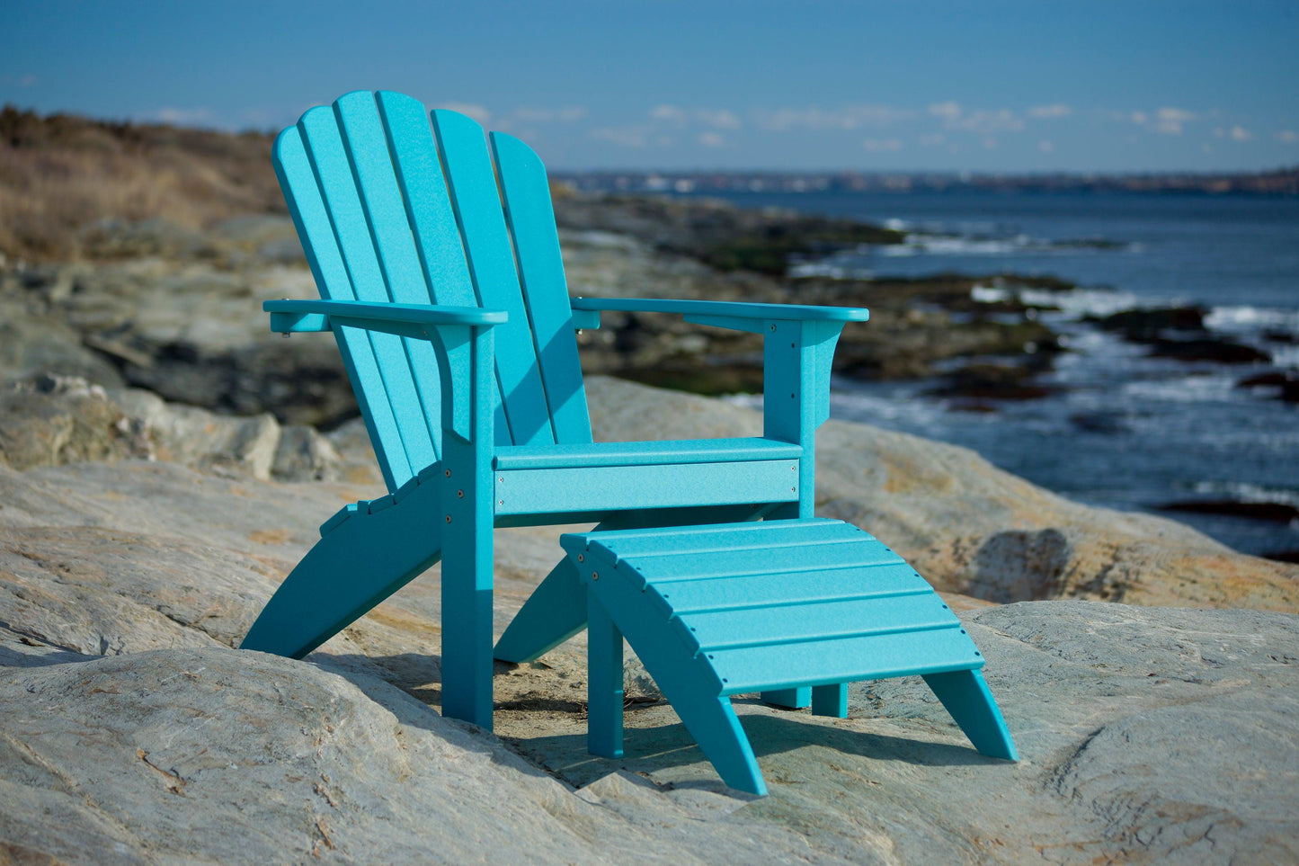 Seaside Casual Recycled Plastic Coastline Harbor View Foot Stool - LEAD TIME TO SHIP 2 TO 4 WEEKS