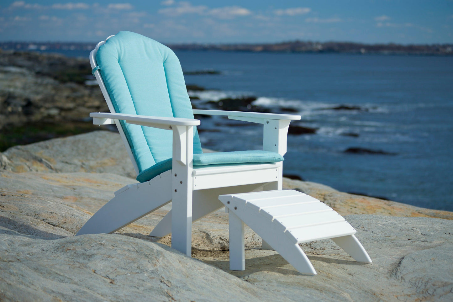 Seaside Casual Recycled Plastic Coastline Harbor View Foot Stool - LEAD TIME TO SHIP 2 TO 4 WEEKS