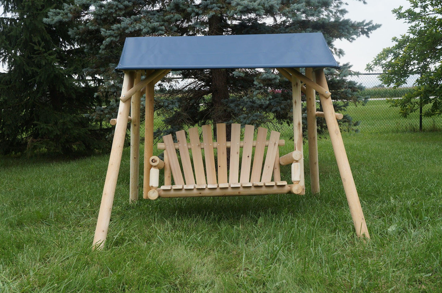 5ft unfinished lawn swing with pacific blue canopy
