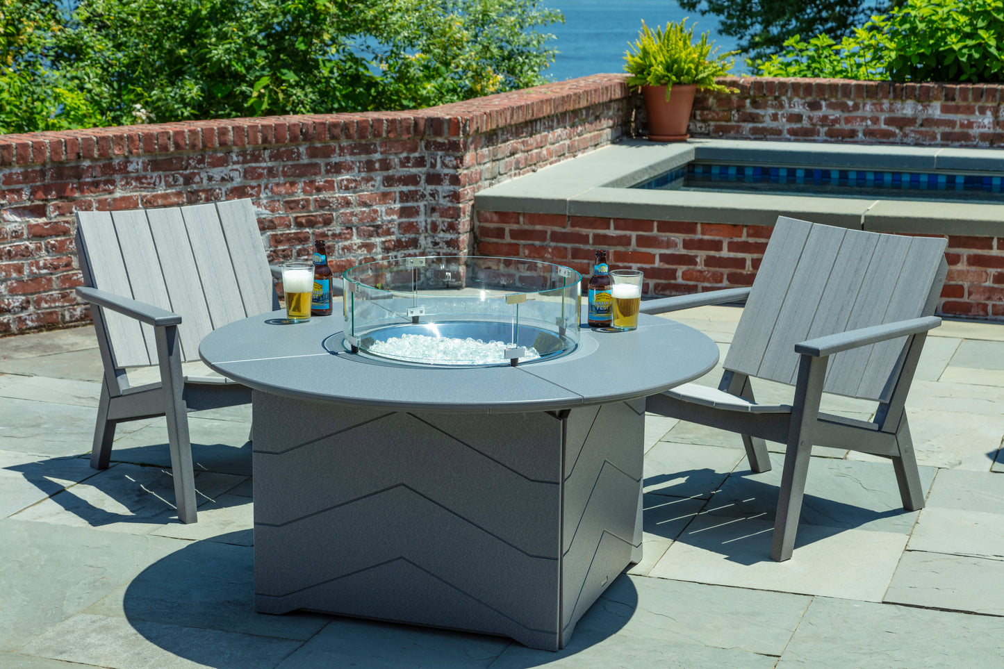 Seaside Casual Recycled Plastic Aura 50" Round Fire Table - LEAD TIME TO SHIP 2 TO 4 WEEKS