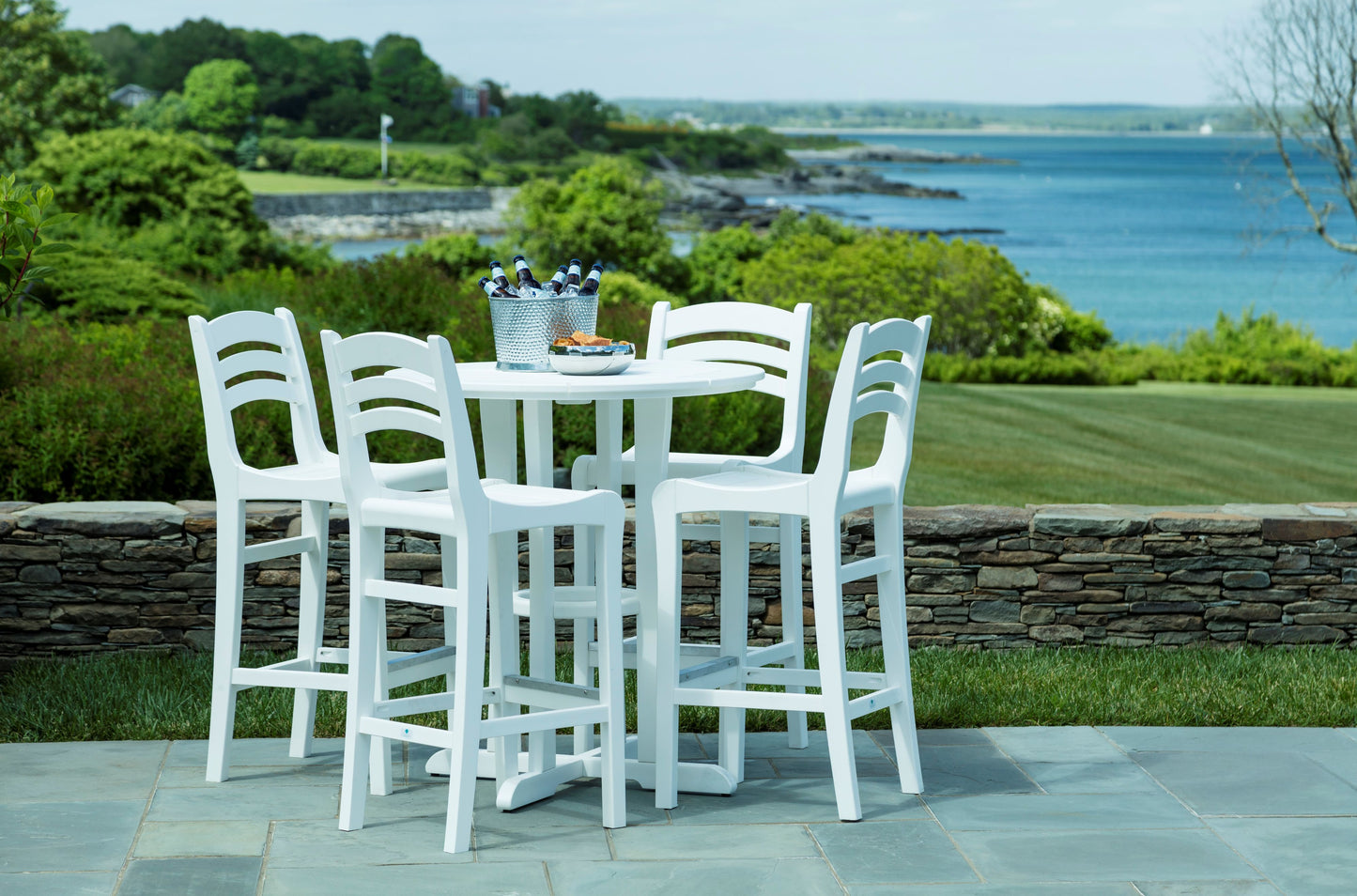 Seaside Casual Recycled Plastic Coastline Cafe Round Bar Table  (BAR HEIGHT) - LEAD TIME TO SHIP 2 TO 4 WEEKS