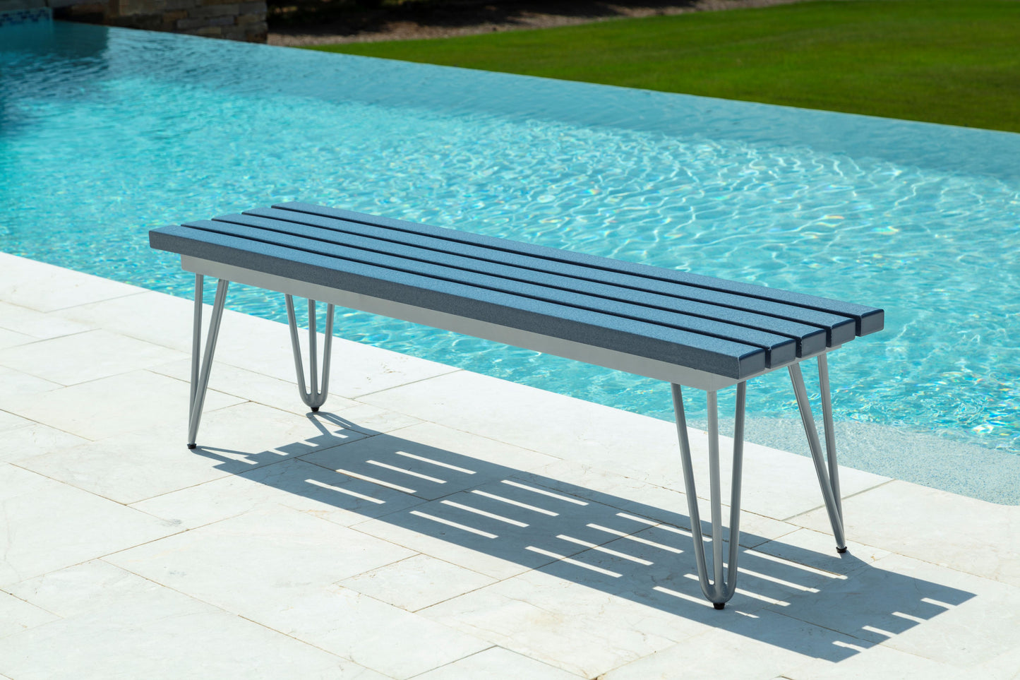 Seaside Casual Recycled Plastic HIP Hairpin Bench - LEAD TIME TO SHIP 2 TO 4 WEEKS