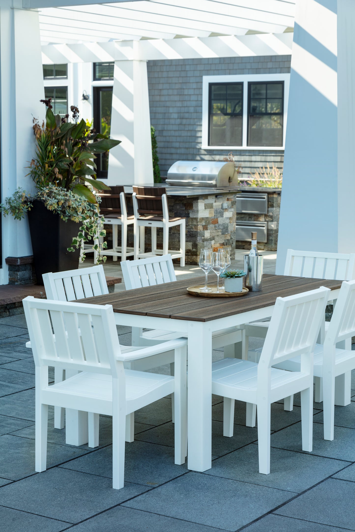 Seaside Casual Recycled Plastic Greenwich Dining Arm Chair Slatted - LEAD TIME TO SHIP 2 TO 4 WEEKS