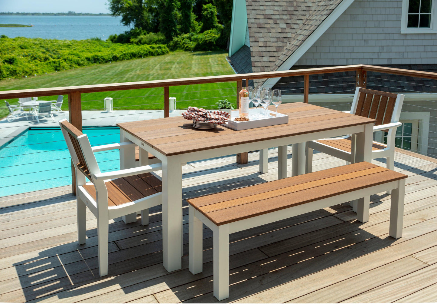 Seaside Casual Recycled Plastic Greenwich 60" Dining Bench Slatted - LEAD TIME TO SHIP 2 TO 4 WEEKS