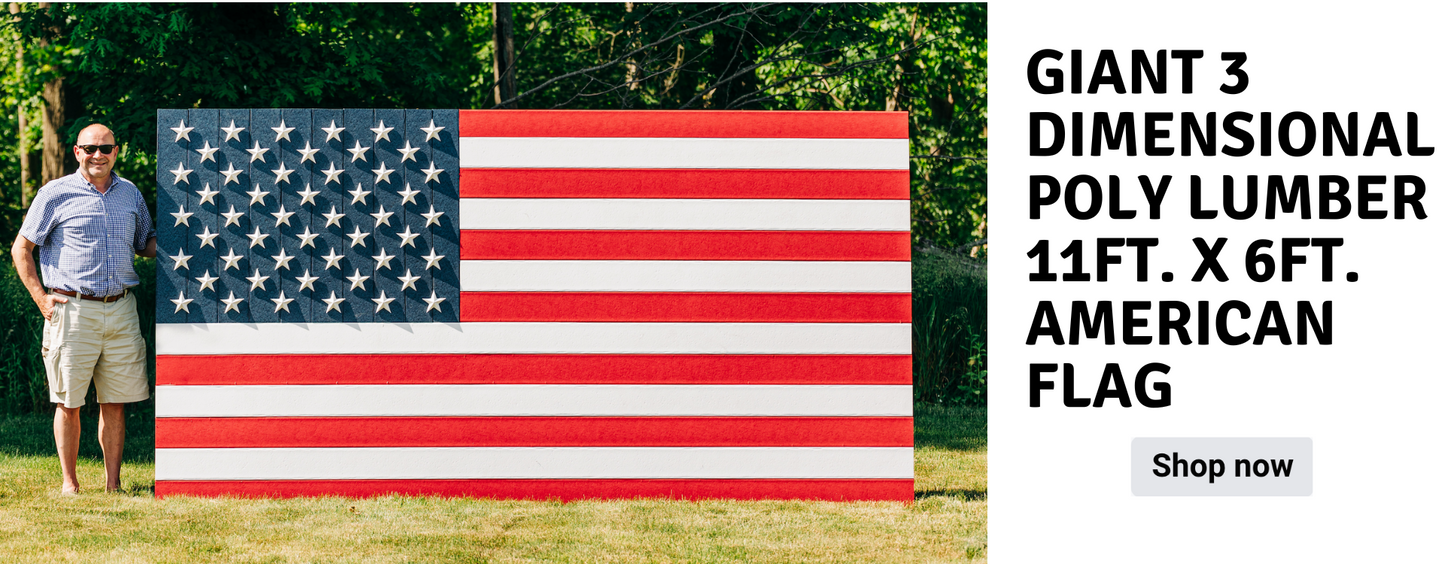 Giant 3 Dimensional Poly Lumber 11' x 6 ' American Flag - Lead time to Ship 3 Weeks