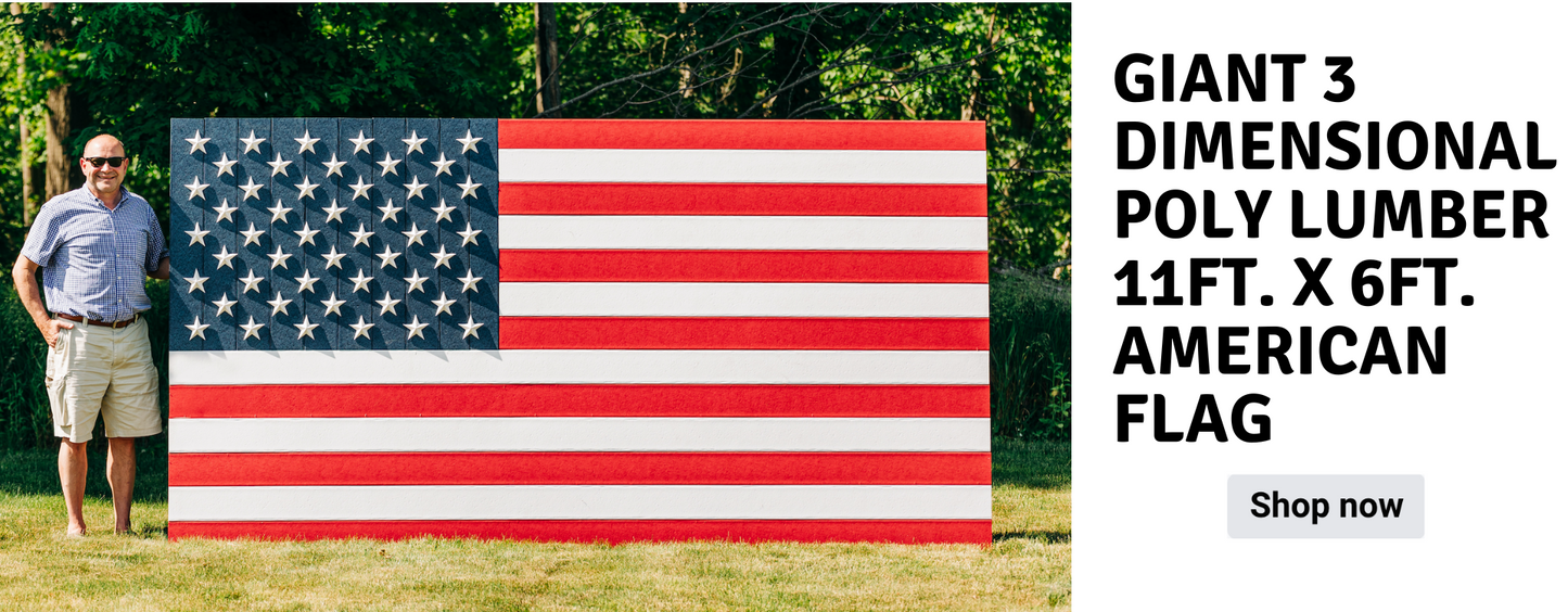 Giant 3 Dimensional Poly Lumber 11' x 6 ' American Flag - LEAD TIME TO SHIP 6 WEEKS OR LESS