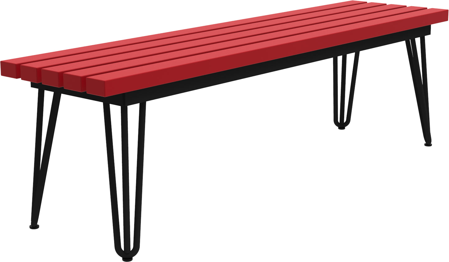Seaside Casual Recycled Plastic HIP Hairpin Bench - LEAD TIME TO SHIP 2 TO 4 WEEKS