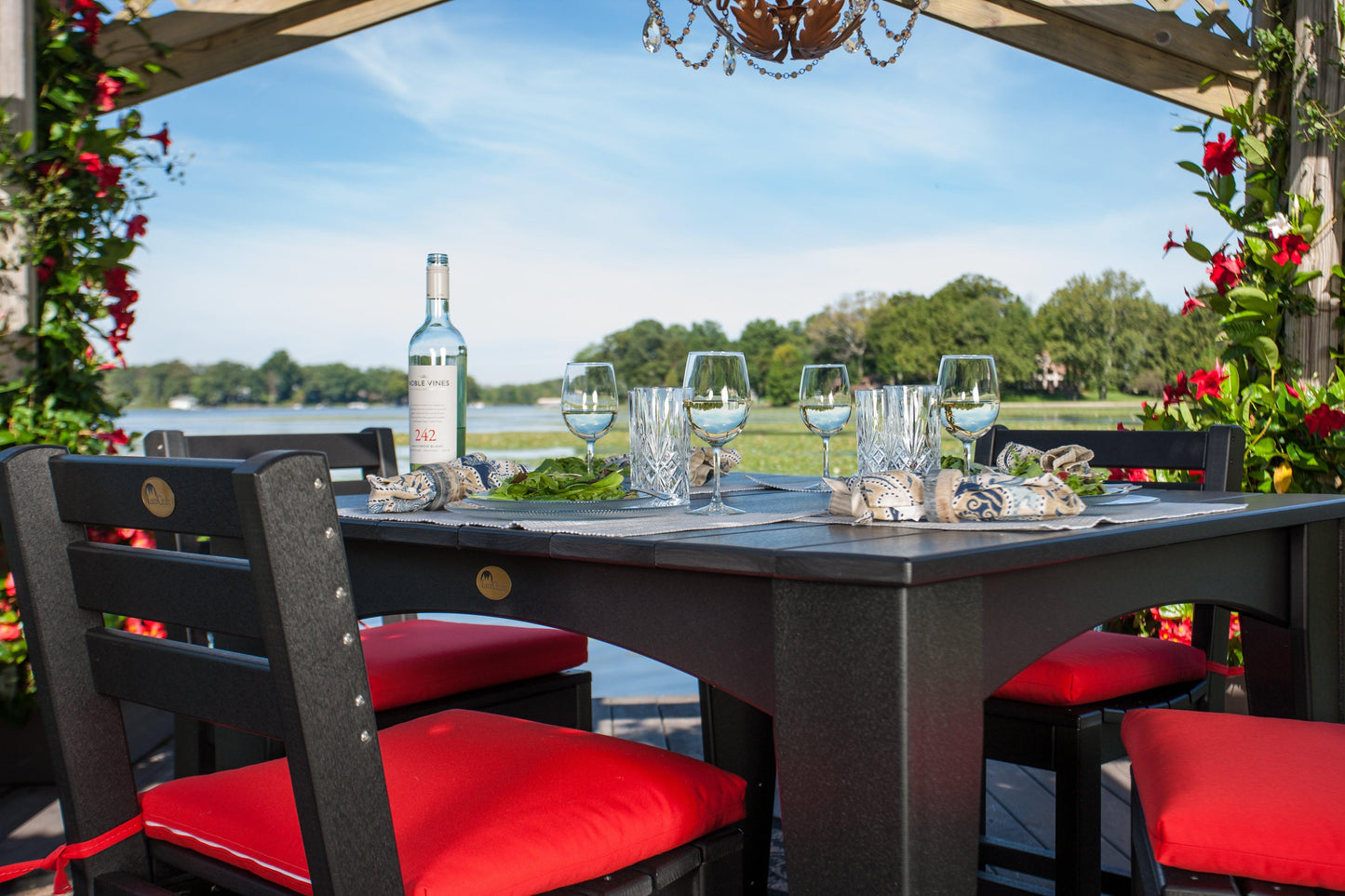 LuxCraft Recycled Plastic Island Dining Height Table Set (44" Square) With 4 Island Side Chairs - LEAD TIME TO SHIP 3 TO 4 WEEKS