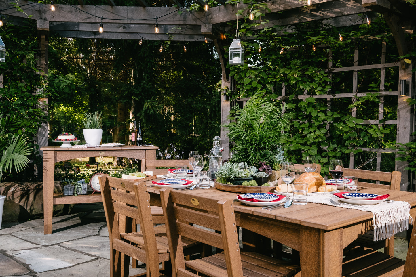 LuxCraft Recycled Plastic 44" x 72" Rectangular Island 7 pc Dining Height Table Set - LEAD TIME TO SHIP 3 TO 4 WEEKS