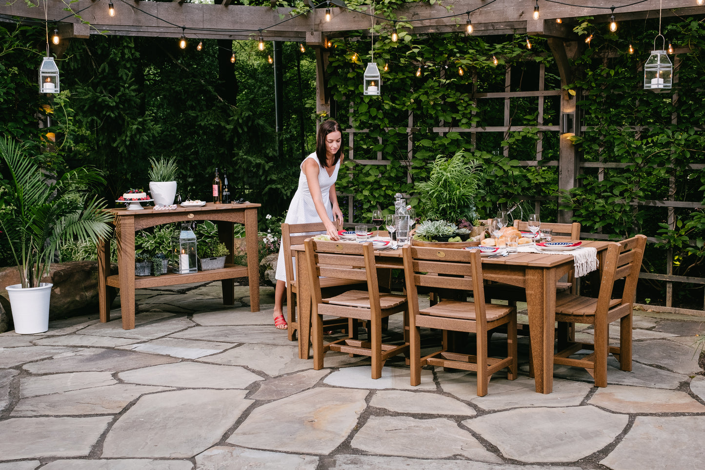 LuxCraft Recycled Plastic 44" x 72" Rectangular Island 7 pc Dining Height Table Set - LEAD TIME TO SHIP 3 TO 4 WEEKS