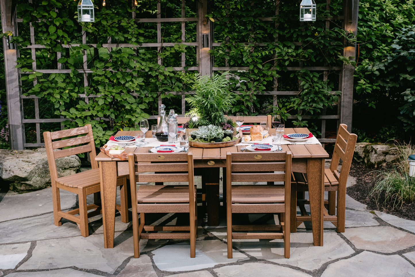 LuxCraft Recycled Plastic 44" x 72" Rectangular Island 7 pc Dining Height Table Set - LEAD TIME TO SHIP 3 TO 4 WEEKS