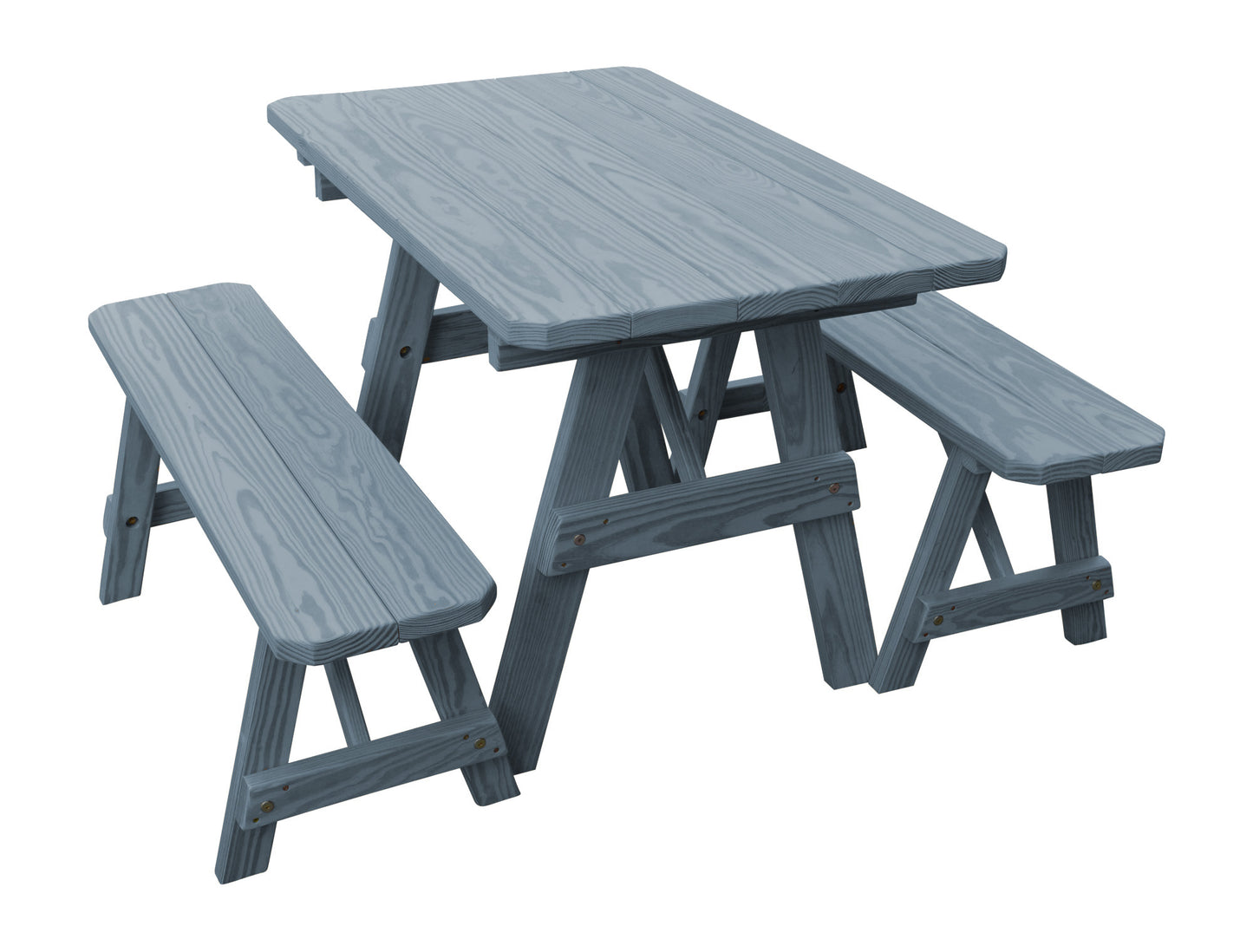 A&L Furniture Co. Yellow Pine Traditional 4' Table with 2 Benches - LEAD TIME TO SHIP 10 BUSINESS DAYS
