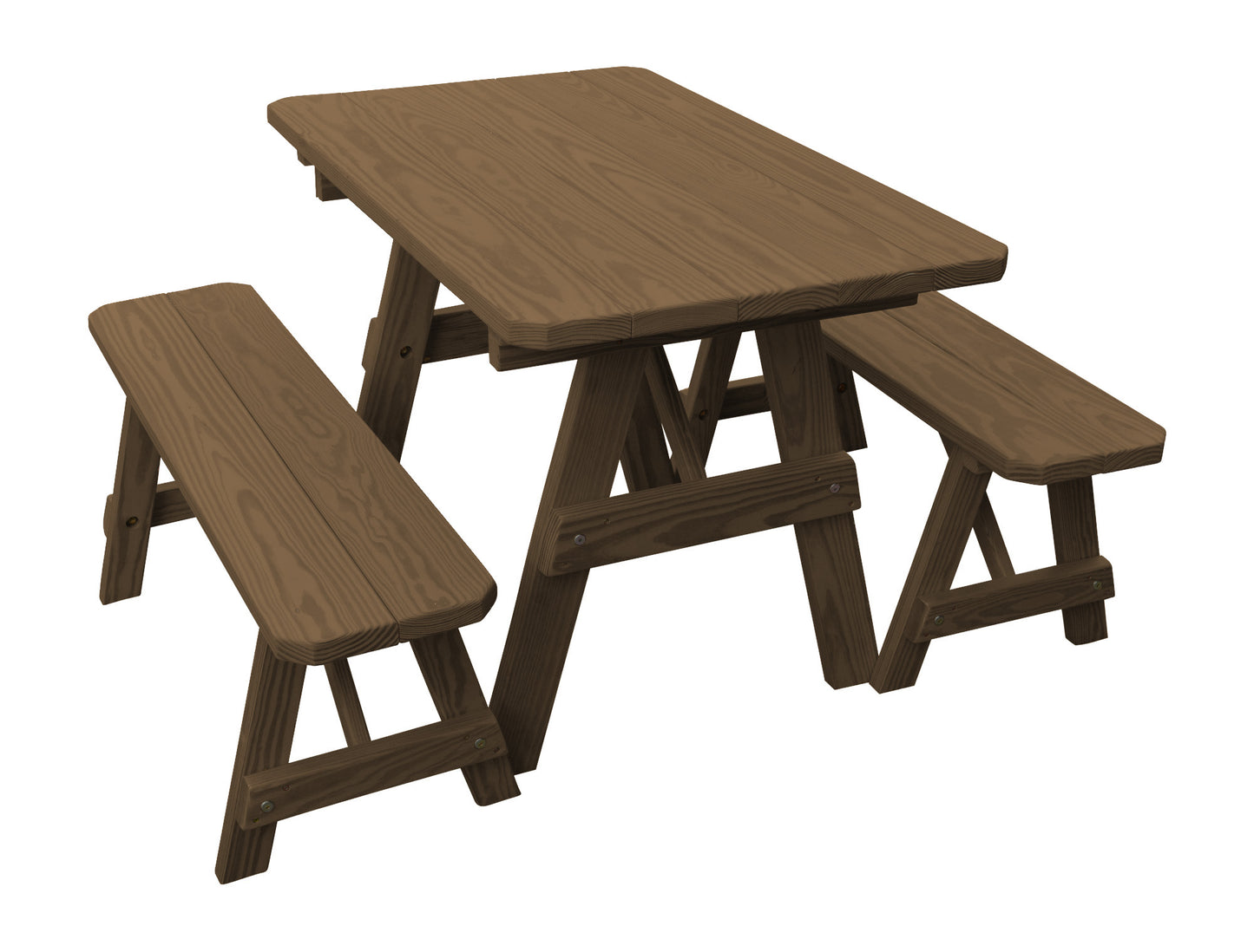 A&L Furniture Co. Yellow Pine Traditional 4' Table with 2 Benches - LEAD TIME TO SHIP 10 BUSINESS DAYS