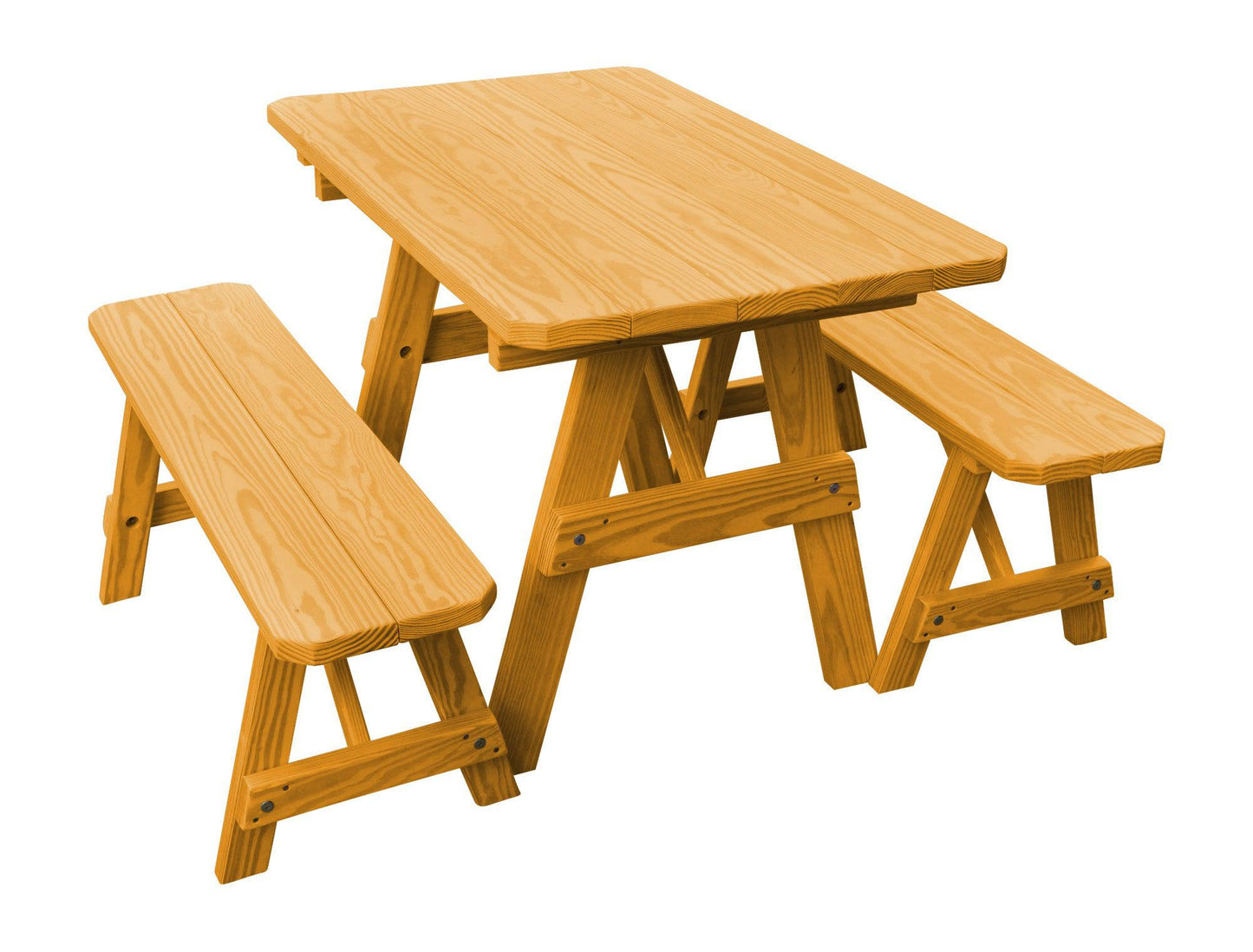 A&L Furniture Co. Yellow Pine Traditional 4' Table with 2 Benches - LEAD TIME TO SHIP 10 BUSINESS DAYS