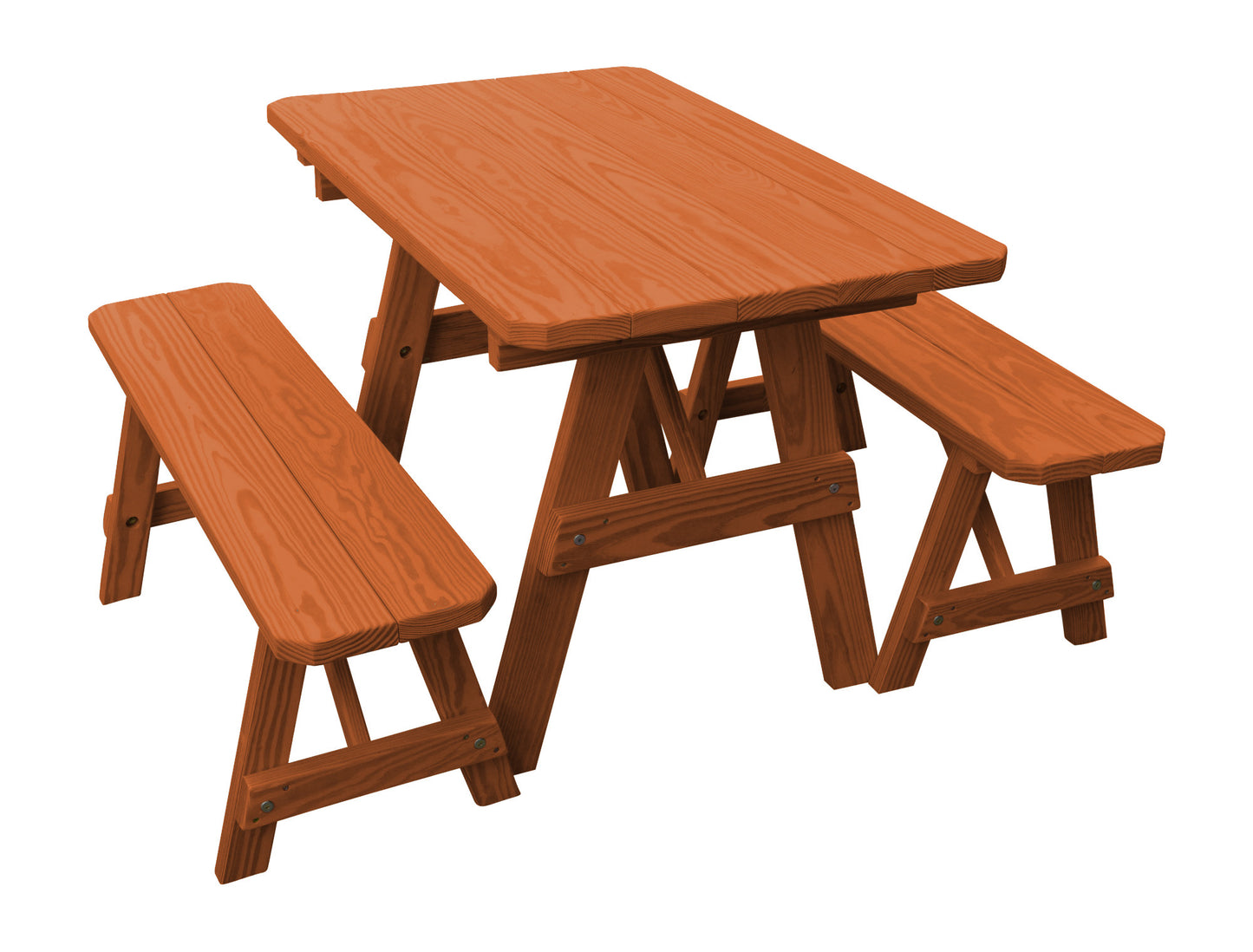 A&L Furniture Co. Yellow Pine Traditional 4' Table with 2 Benches - LEAD TIME TO SHIP 10 BUSINESS DAYS
