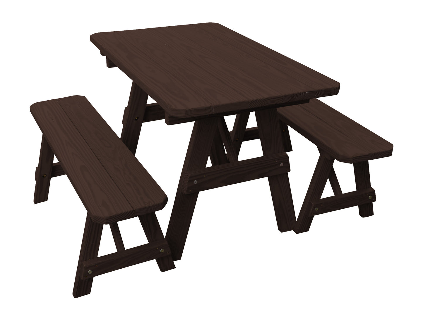 A&L Furniture Co. Yellow Pine Traditional 4' Table with 2 Benches - LEAD TIME TO SHIP 10 BUSINESS DAYS