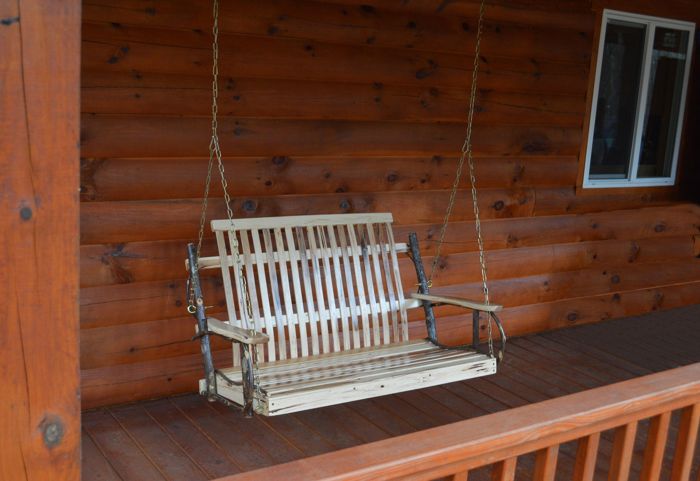 A&L Furniture Co. Timberlux Rustic Hickory 4' Porch Swing - LEAD TIME TO SHIP 10 BUSINESS DAYS