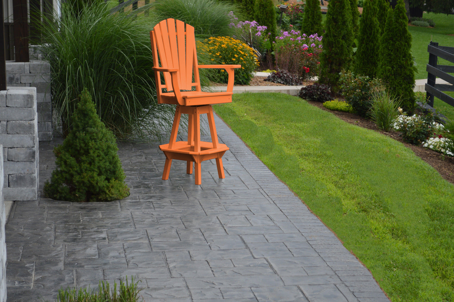 Bryton Park Poly Furniture Recycled Plastic Fanback Swivel Counter Chair w/ Arms (COUNTER HEIGHT) - LEAD TIME TO SHIP 10 BUSINESS DAYS