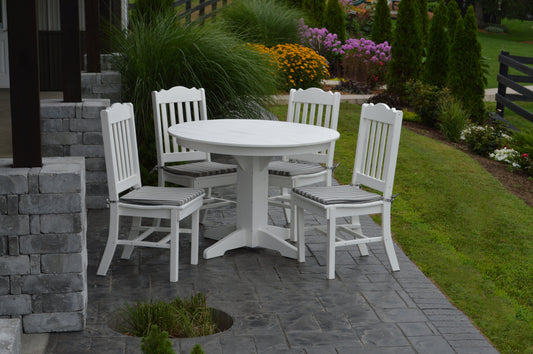 Bryton Park Poly Furniture Recycled Plastic Round Table with Royal Dining Chairs 5 Piece Dining Set (DINING HEIGHT) - LEAD TIME TO SHIP 3 WEEKS OR LESS