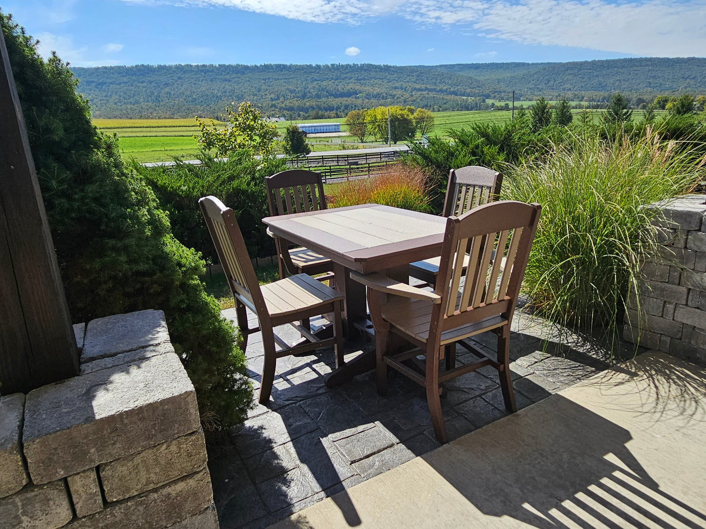 Bryton Park Poly Furniture Recycled Plastic 4ft Square Table with Classic Chairs 5 Piece Dining Set (Dining Height) - LEAD TIME TO SHIP 10 BUSINESS DAYS