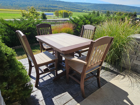 Bryton Park Poly Furniture Recycled Plastic 4ft Square Table with Classic Chairs 5 Piece Dining Set (Dining Height) - LEAD TIME TO SHIP 15 BUSINESS DAYS