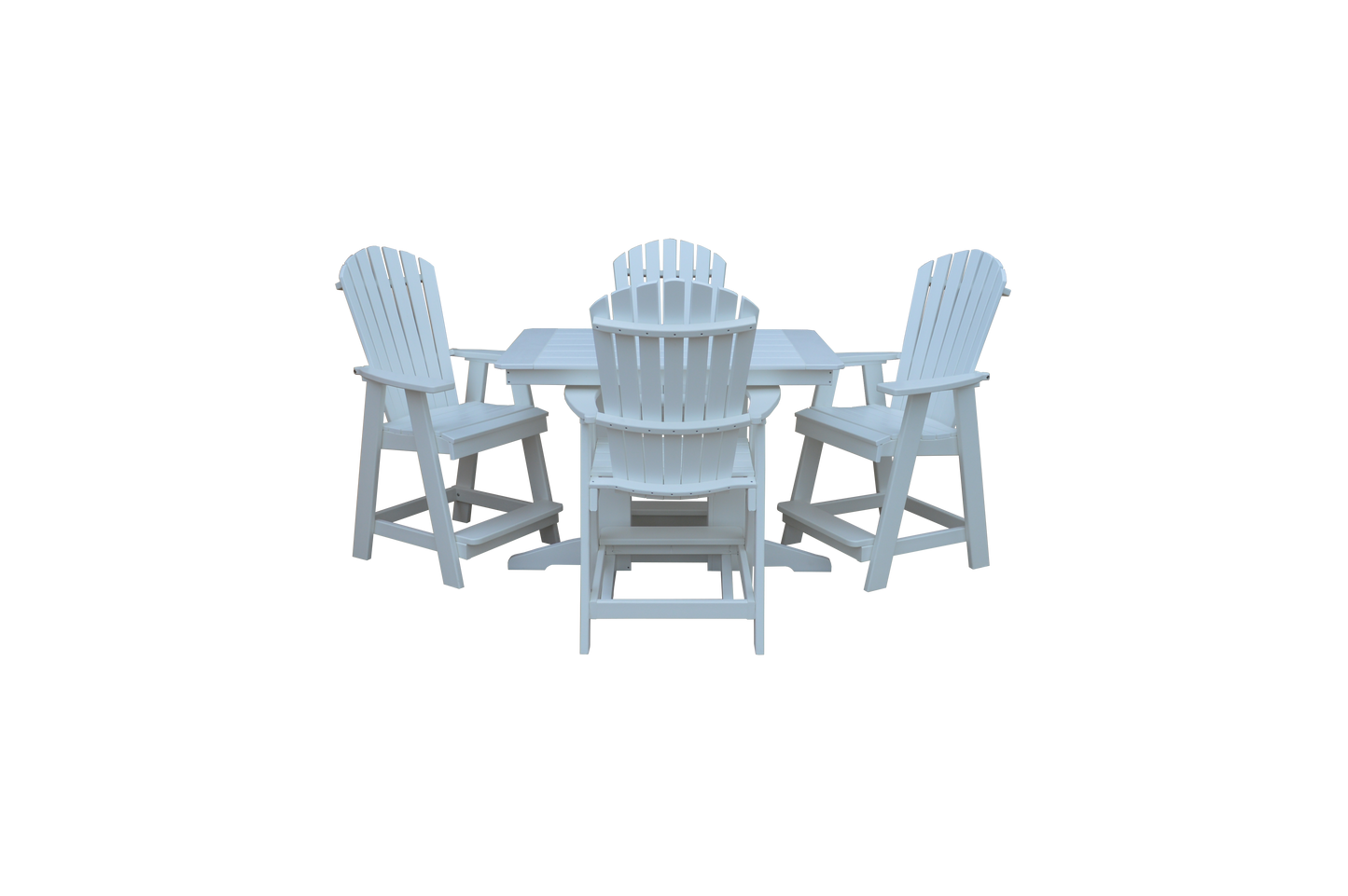 Bryton Park Poly Furniture Recycled 4' Plastic Table Plastic with Fanback Balcony Chairs 5 Piece Set (Counter Height) - LEAD TIME TO SHIP 10 BUSINESS DAYS