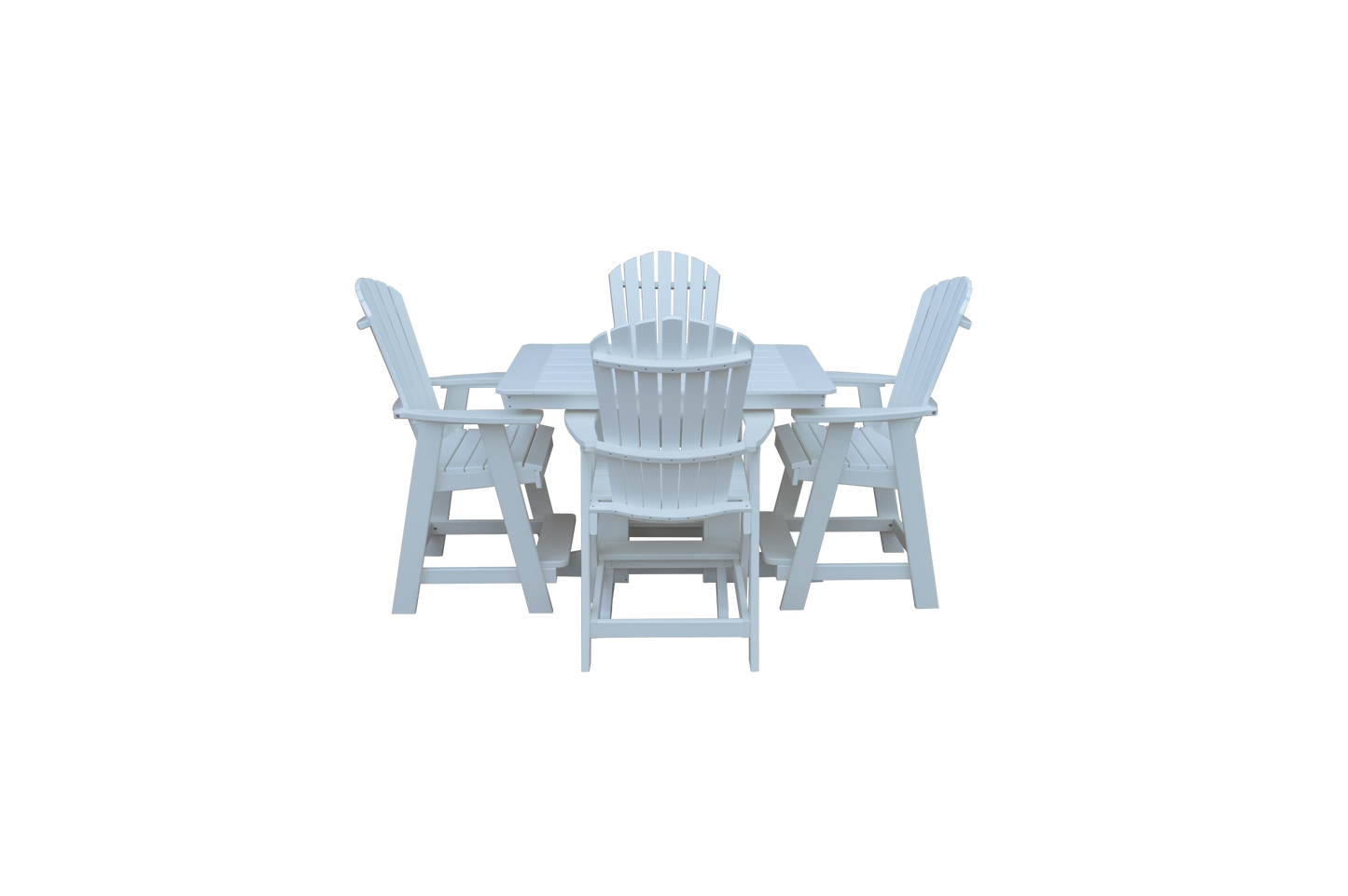 Bryton Park Poly Furniture Recycled 4' Plastic Table Plastic with Fanback Balcony Chairs 5 Piece Set (Counter Height) - LEAD TIME TO SHIP 10 BUSINESS DAYS