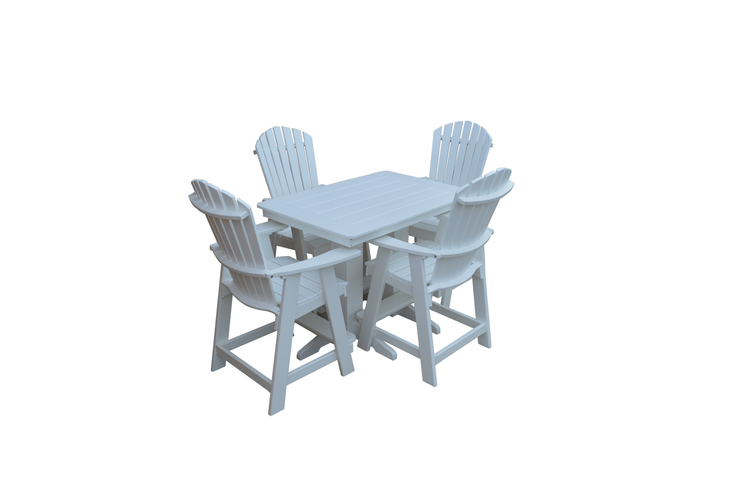 Bryton Park Poly Furniture Recycled 4' Plastic Table Plastic with Fanback Balcony Chairs 5 Piece Set (Counter Height) - LEAD TIME TO SHIP 10 BUSINESS DAYS