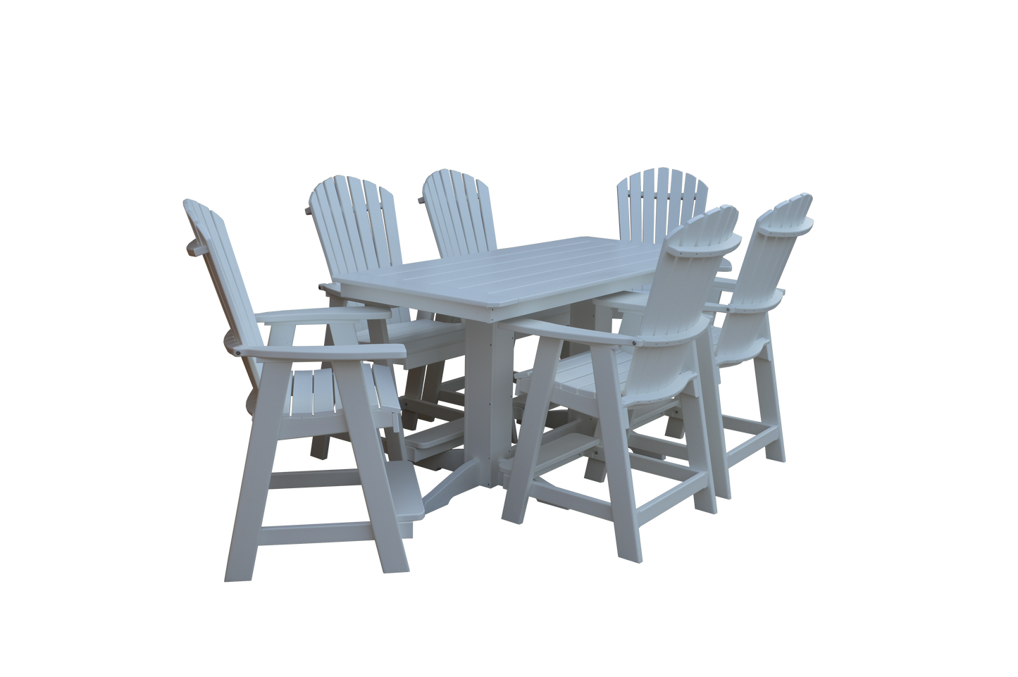 Bryton Park Poly Furniture Recycled 6' Rectangular Table with Fanback Balcony Chairs 7 Piece Set (Counter Height) - LEAD TIME TO SHIP 10 BUSINESS DAYS