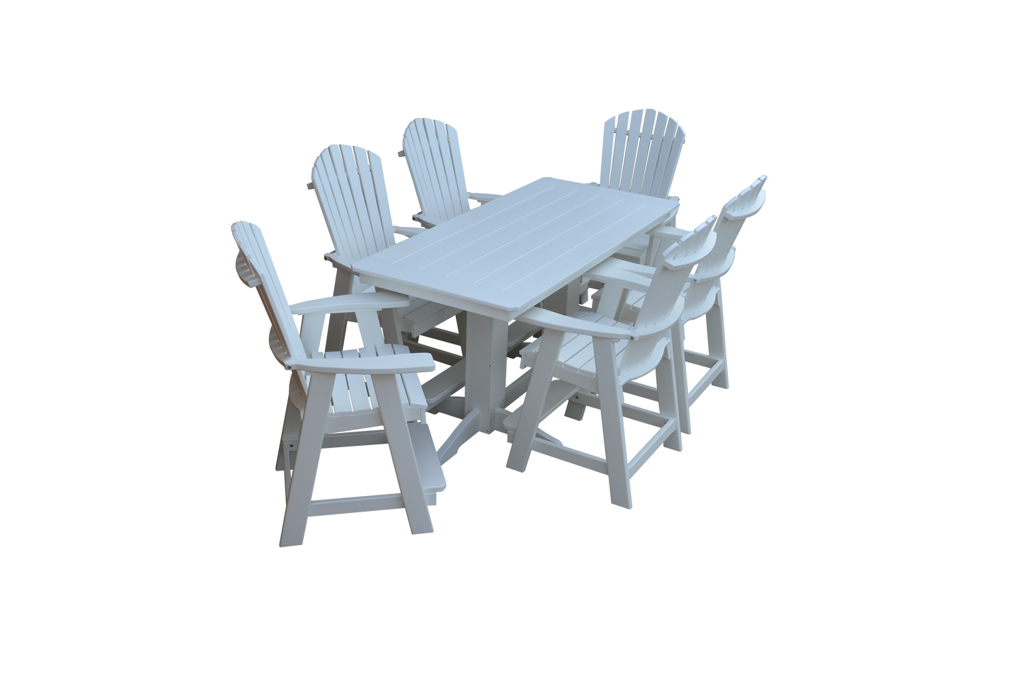 Bryton Park Poly Furniture Recycled 6' Rectangular Table with Fanback Balcony Chairs 7 Piece Set (Counter Height) - LEAD TIME TO SHIP 10 BUSINESS DAYS